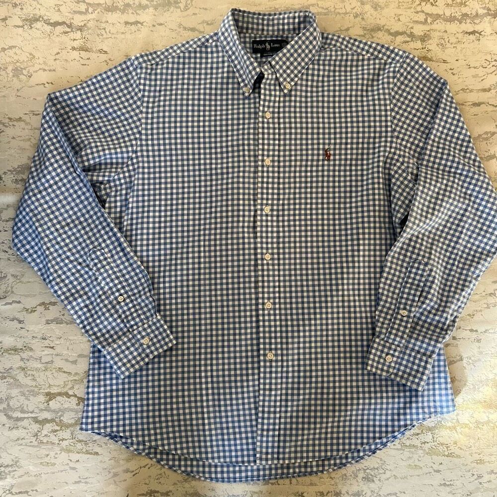 Ralph Lauren Custom Fit Gingham Oxford button down
